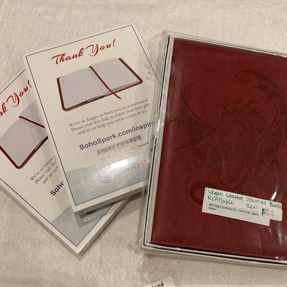 SohoSpark Red Dragon Vegan Leather Refillable Journal Set - Picture 3 of 11